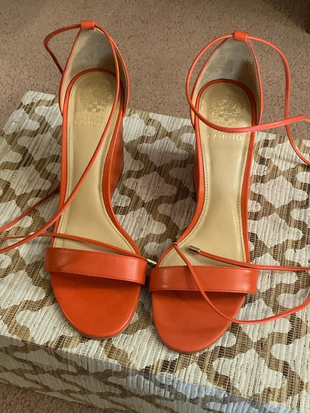 Vince Camuto Orange Lace-Up Strappy Heels